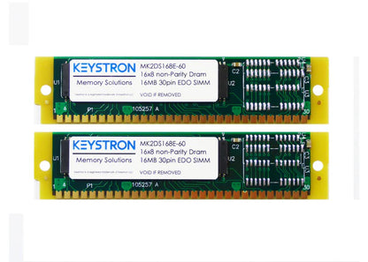 Keystron 32MB 2x16MB 16x8 60-ns 30-pin EDO DRAM Non-Parity SIMM Memory Kit