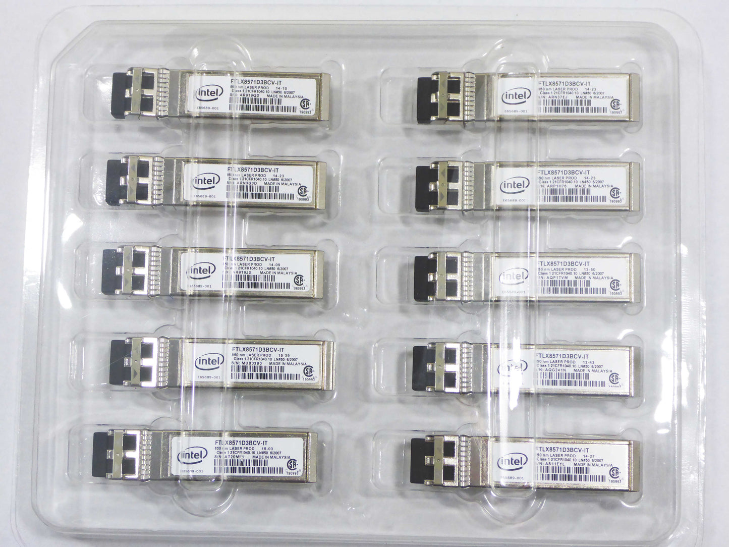 INTEL E10GSFPSR E65689-001 SFP TRANSCEIVER MODULE - 1000BASE-SX, 10GBASE-SR